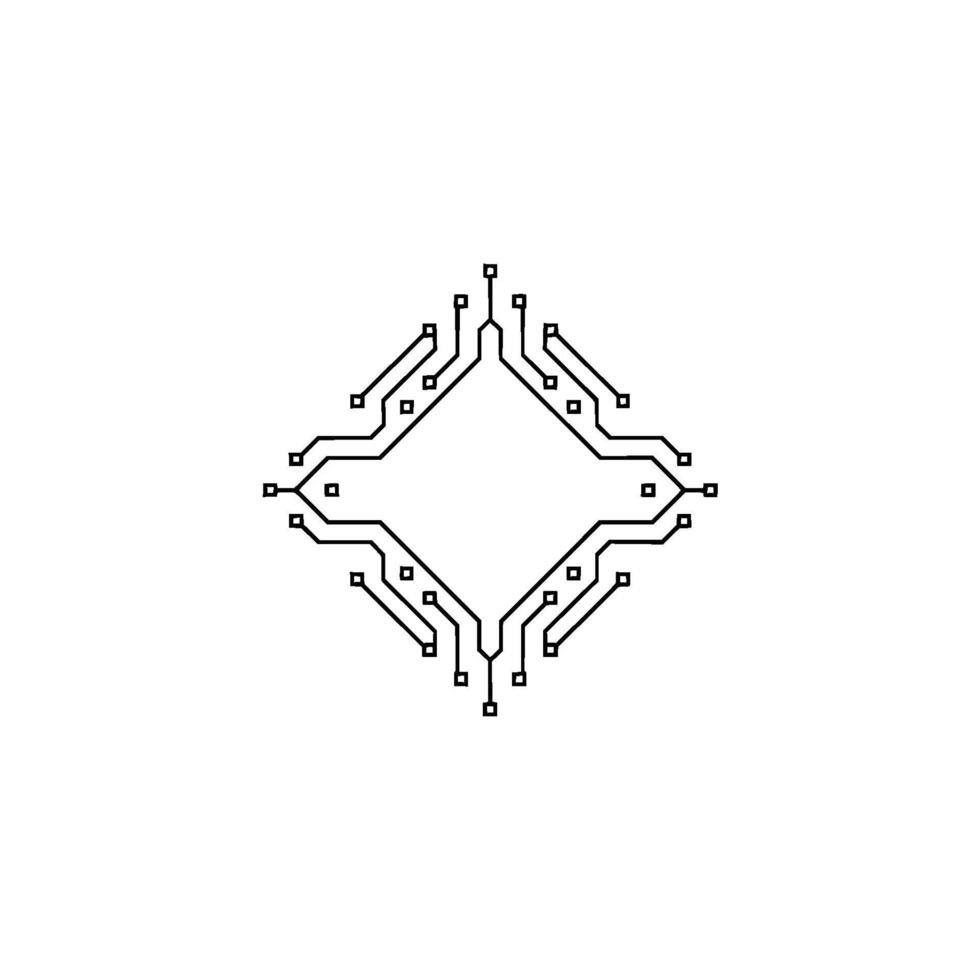 Minimalist Circuit Board , Technology Concept, Black Lines on White vector