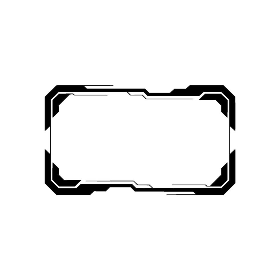 Futuristic Ui Interface Frame Element, Black on White, Tech vector