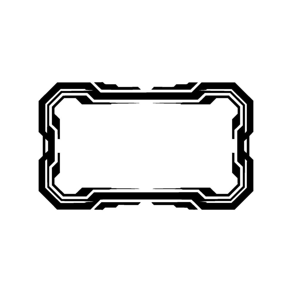 Futuristic Tech Frame, Black and White , Digital Interface Element vector