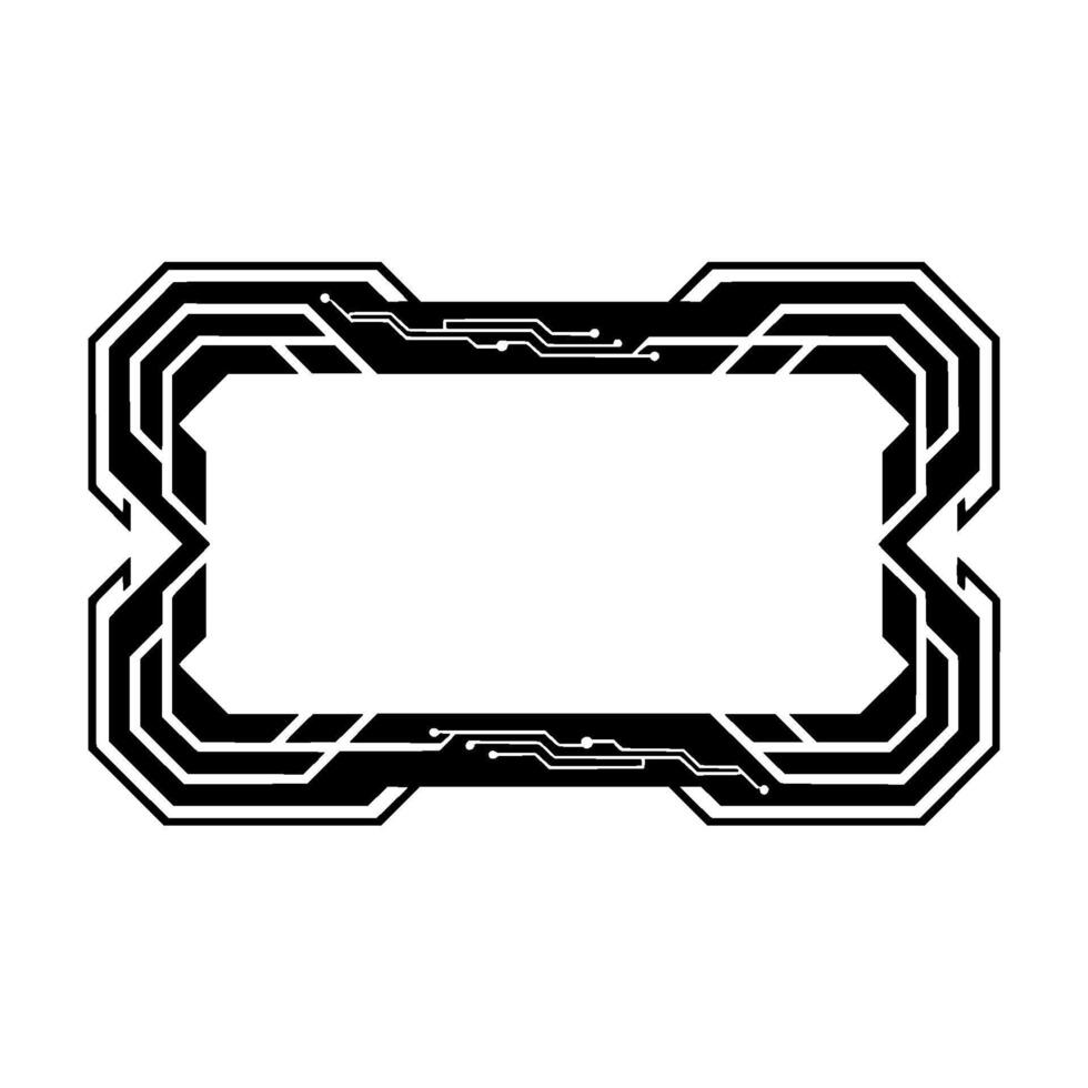 Tech Frame Futuristic Border With Circuitry Elements on White vector