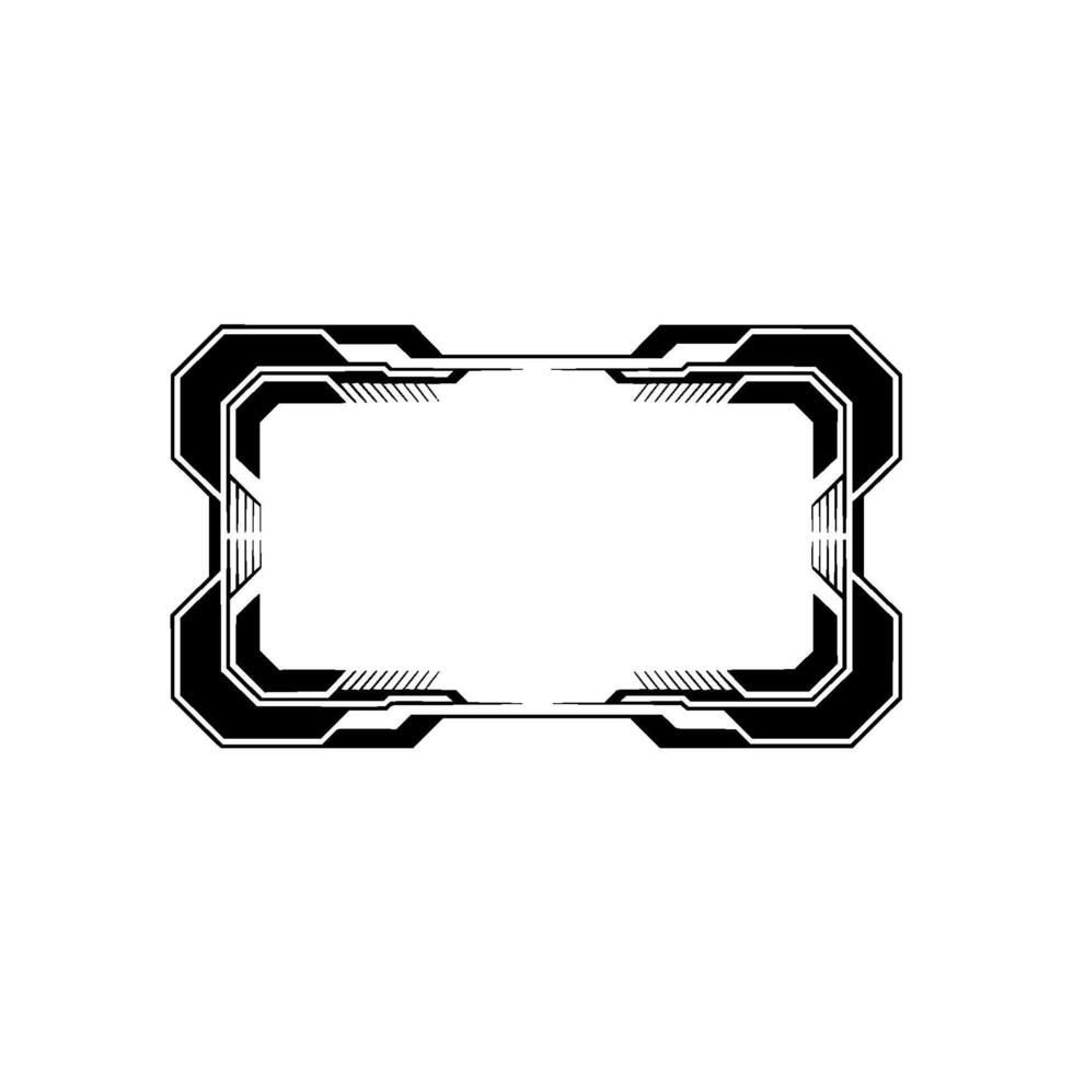 Futuristic Tech Frame Element in Black White Modern vector