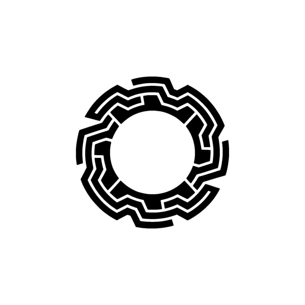 Abstract Geometric Circle With Radial Lines, Modern Black White vector