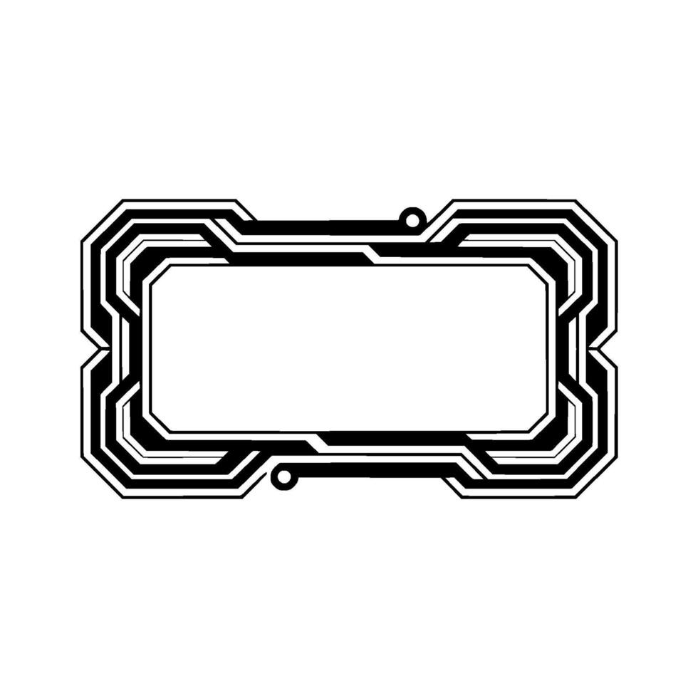 Futuristic Tech Frame Minimalist Black White Geometric vector
