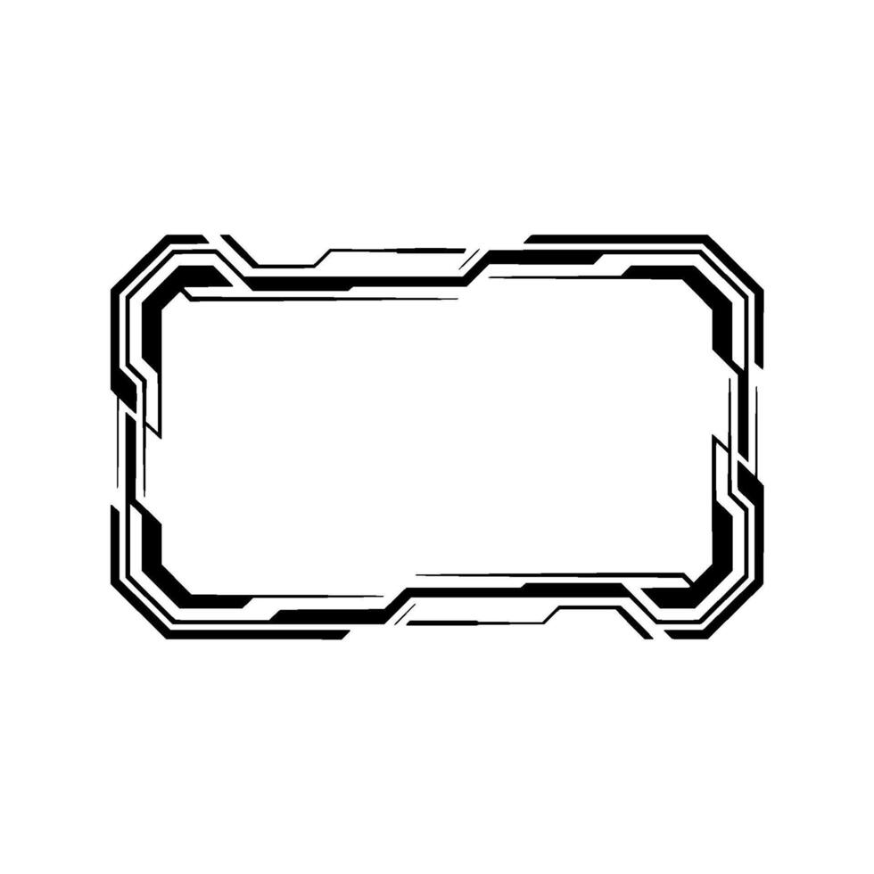 Futuristic Tech Frame Black Geometric on White Background vector