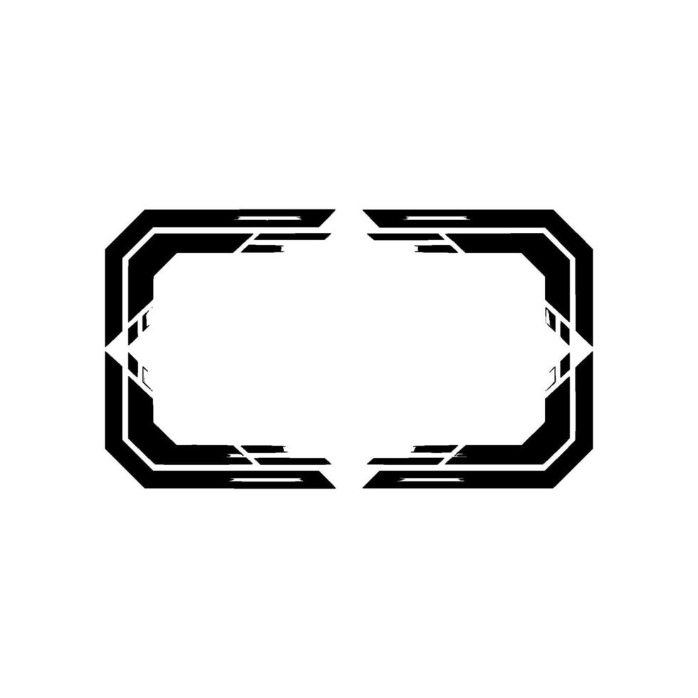 Geometric Frame in Black and Gray on White Background Futuristic vector