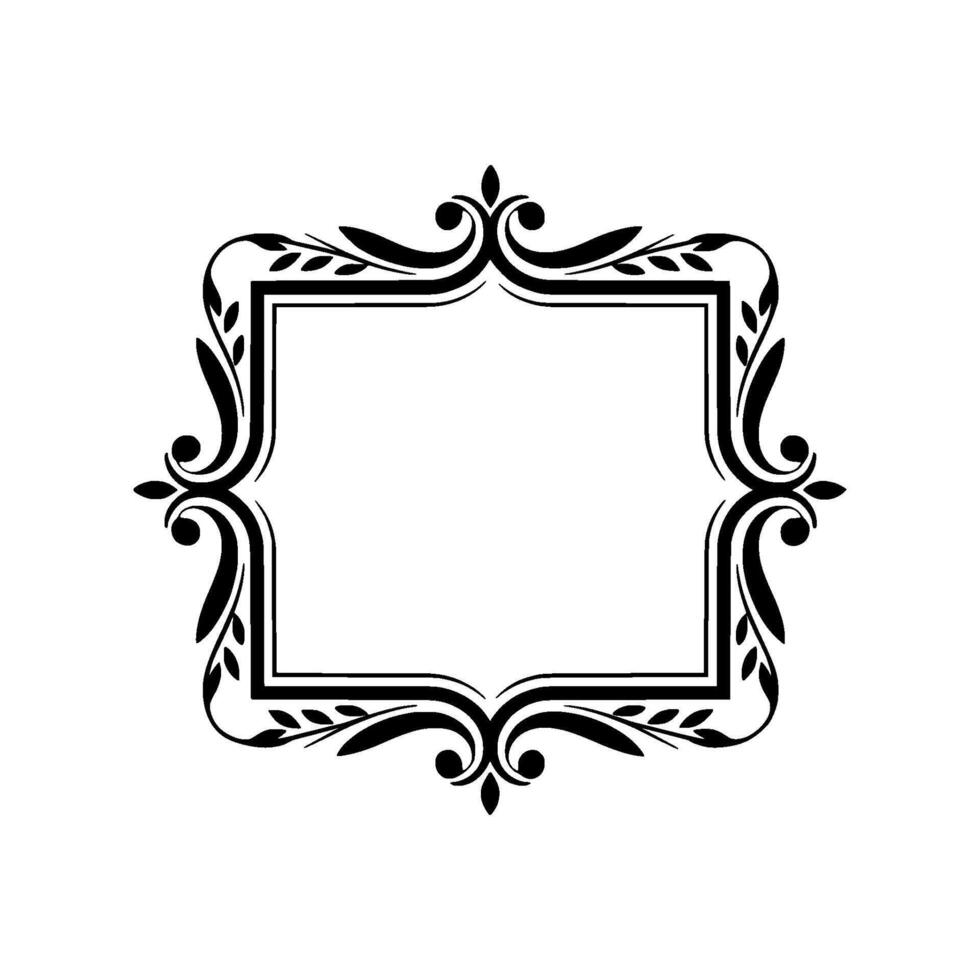 Elegant Black Decorative Frame With Shadow on White Background vector