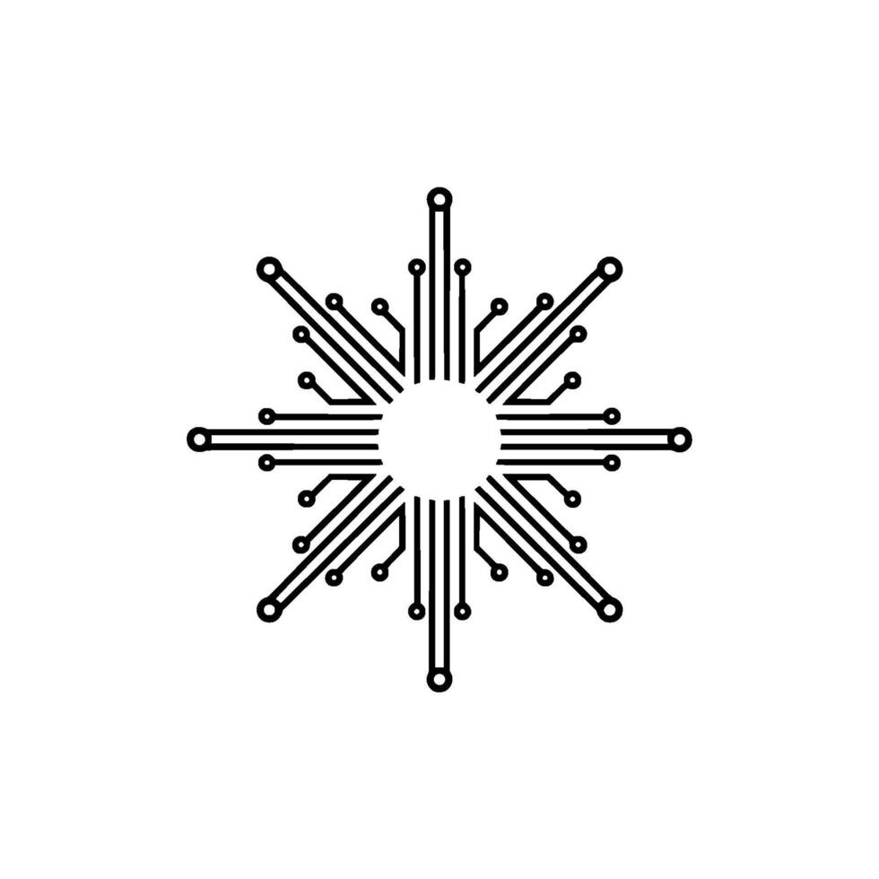 Techinspired Snowflake Geometric Circuit Board Pattern on White Background vector