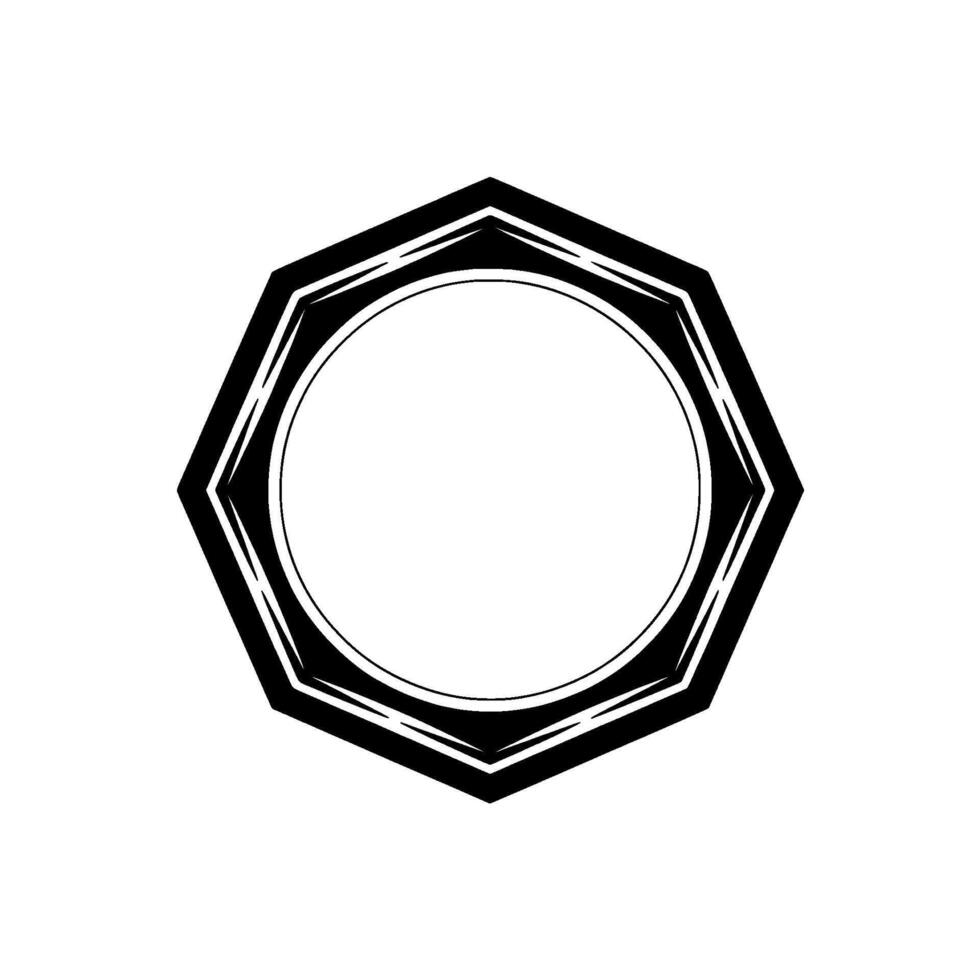Geometric Black Octagon Frame on White, Minimalist vector