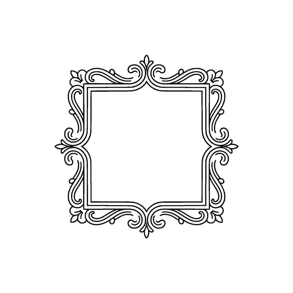 Elegant Ornate Frame, Black Line Art on White, Luxury Element vector