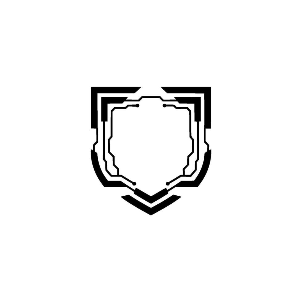 Tech Shield Minimalist Circuitry on White vector