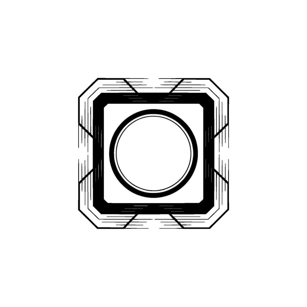 Abstract Geometric Black and White Square With Circle vector