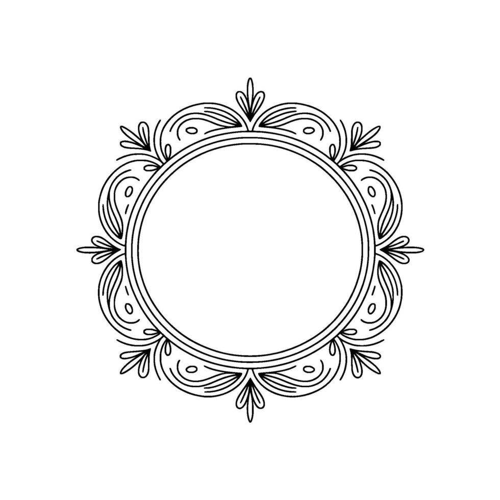 Elegant Minimalist Circular Frame, Black White , Decorative Element vector