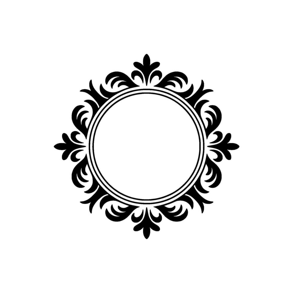 Elegant Black Floral Circle Frame on White Background vector