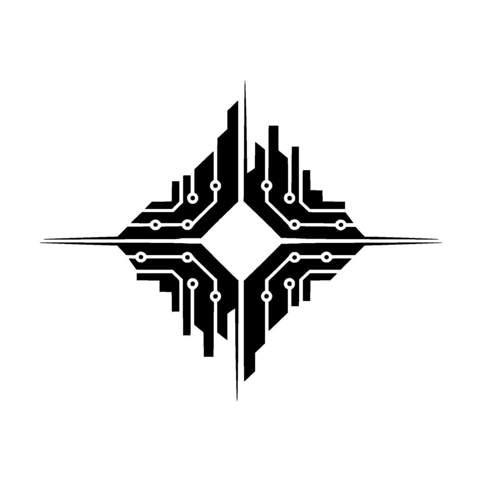 Abstract Tech Circuitry Modern , Binary Style, Glowing Center. vector