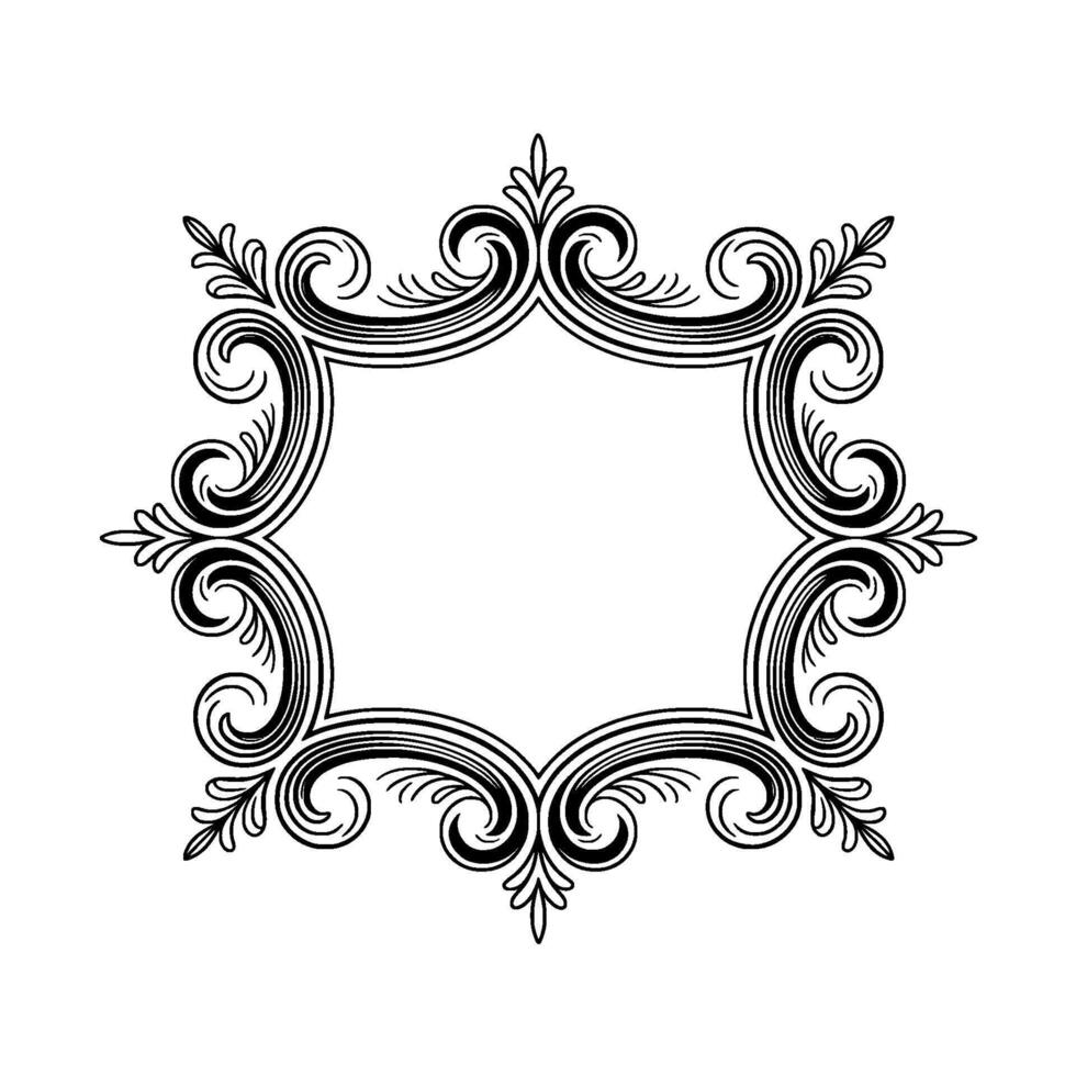 Elegant Ornamental Frame in Black and White, Decorative Border vector