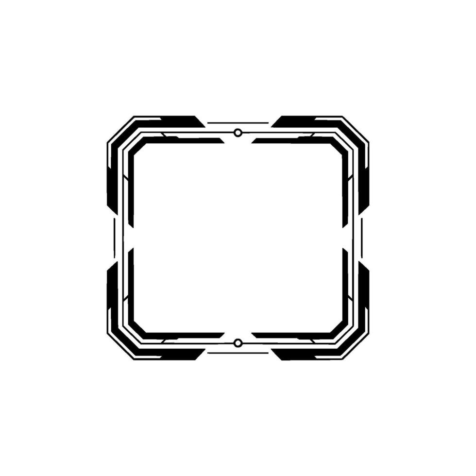 Futuristic Tech Frame Black and White Ui Element, Border vector