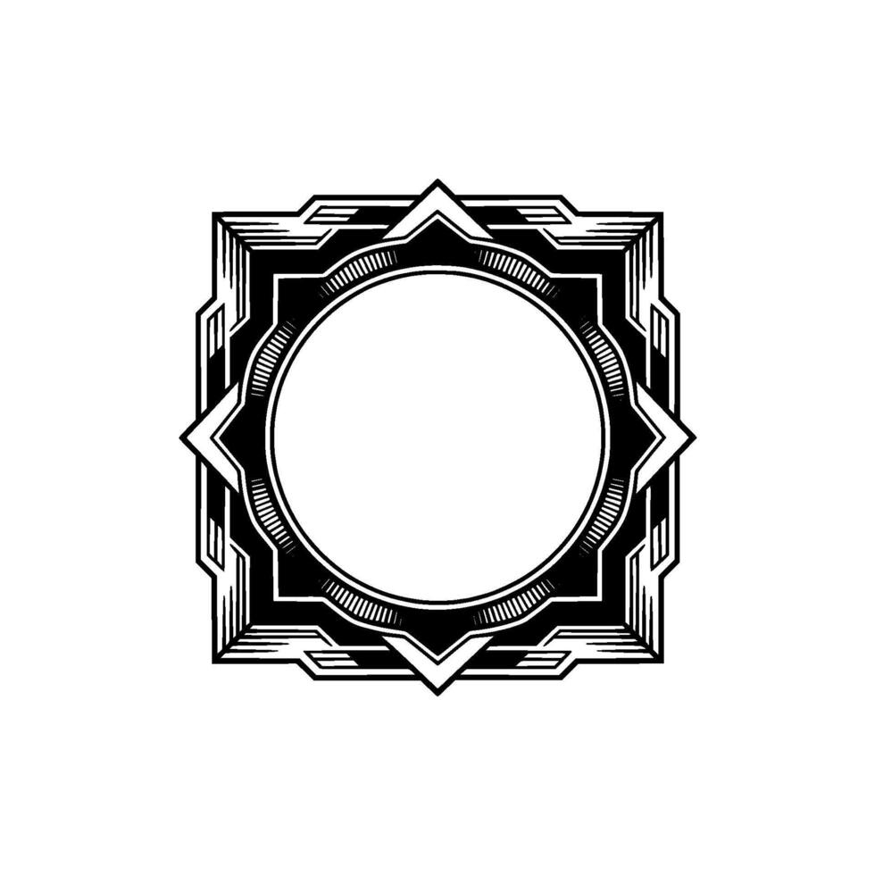 Art Deco Frame, Black and White Geometric on White vector