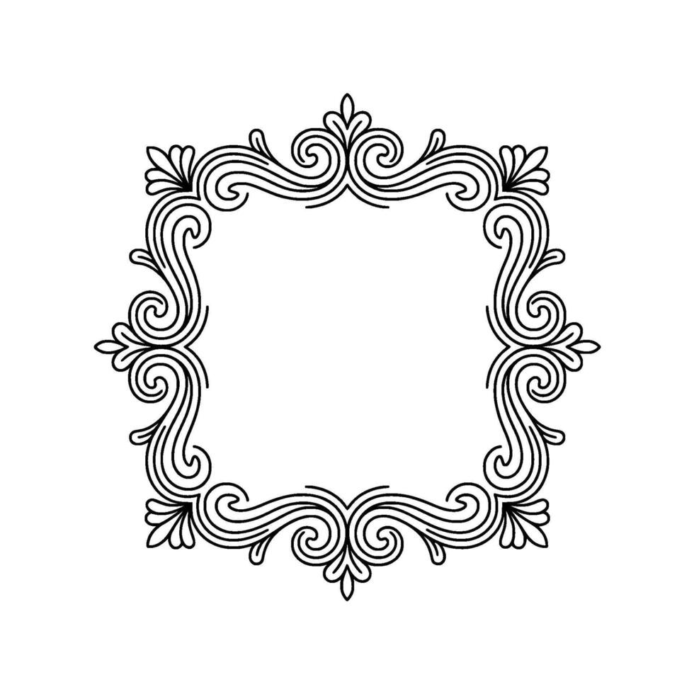 Elegant Ornamental Frame, Black Lines, Square Flourish vector