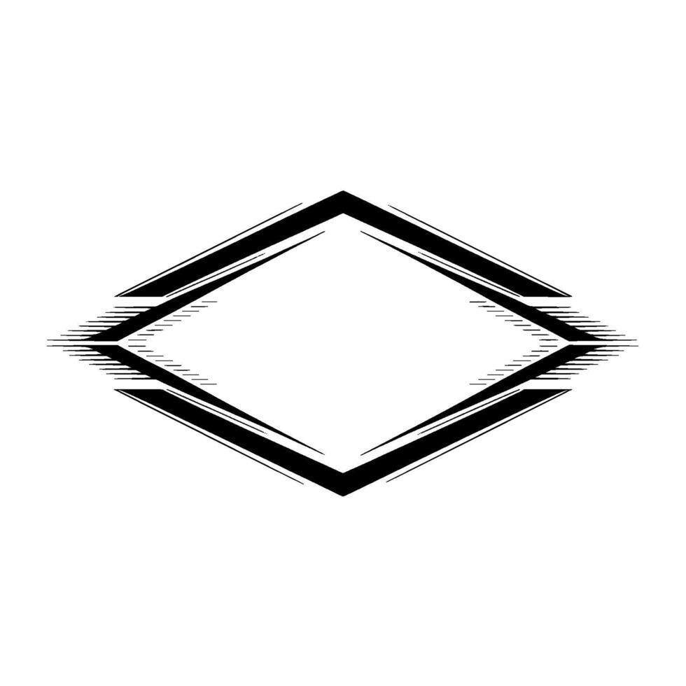 Geometric Black Diamond Frame on White Background vector