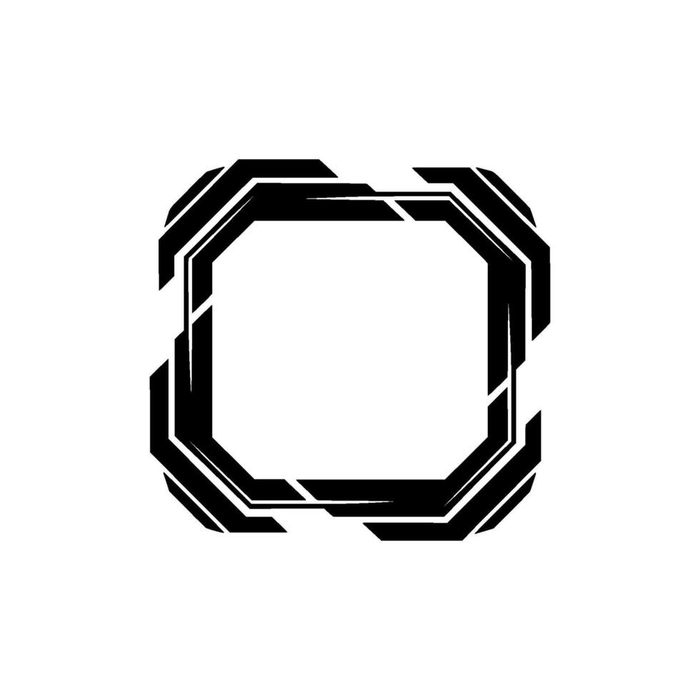 Geometric Tech Frame Abstract Black Border, Modern Element vector