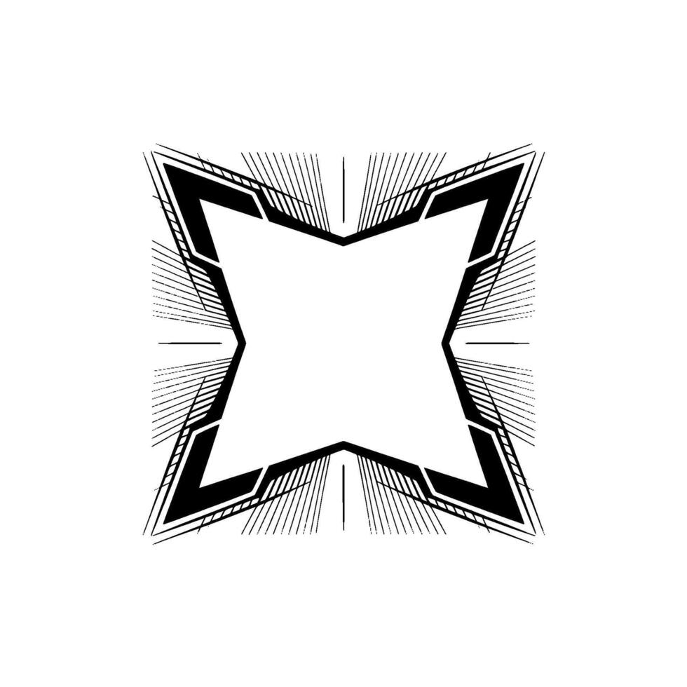 Geometric Starburst Frame, Black and White Minimalist vector