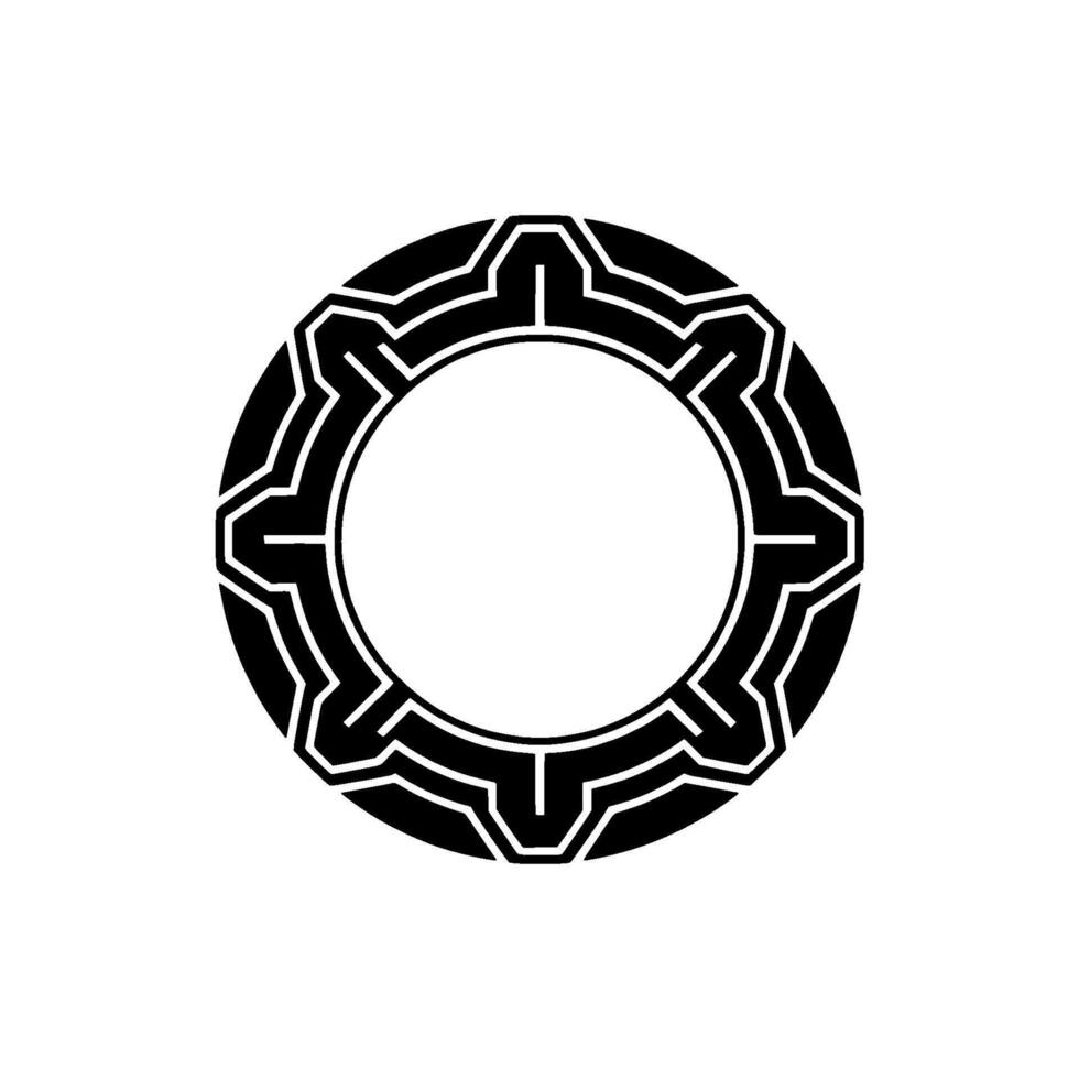 Geometric Black and White Circle With Decorative Edges vector