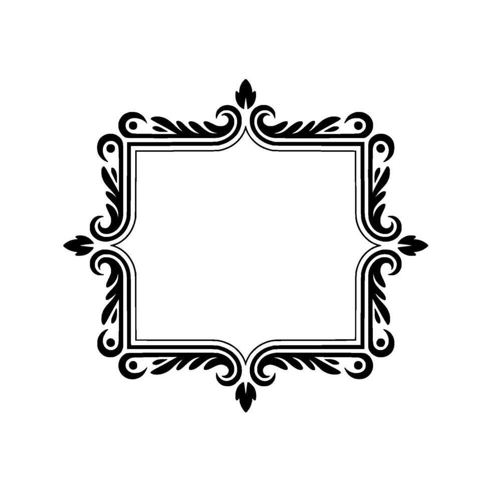 Ornate Black Frame With Scrollwork Elements on White Background vector