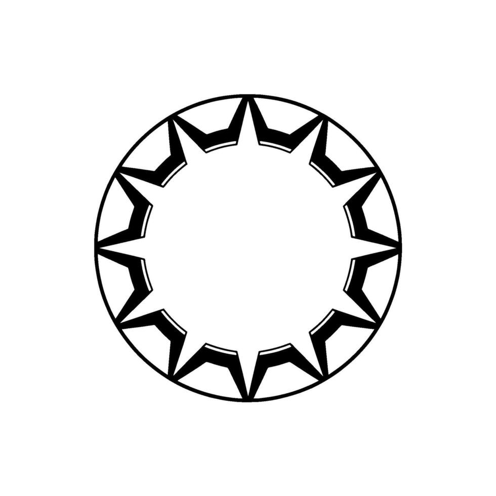 Geometric Starburst Ring on White, Minimalist Element vector