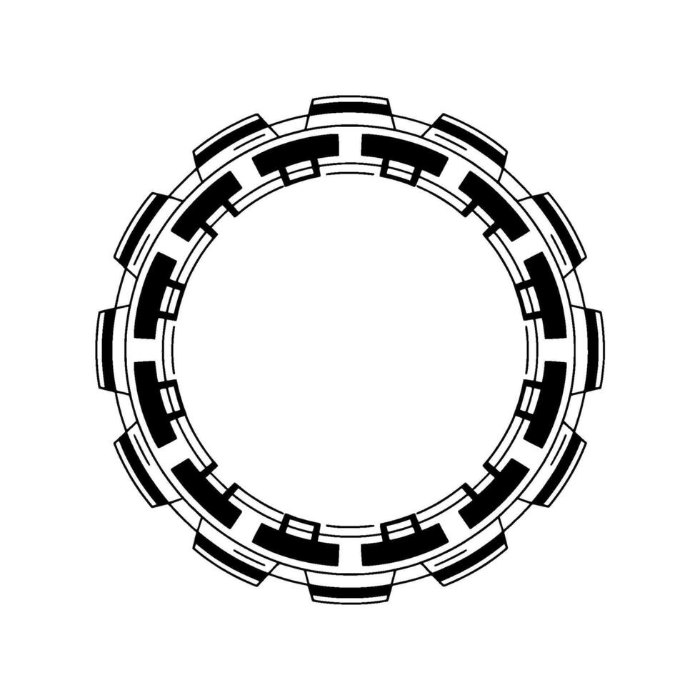 Modern Tech Circle Frame Geometric Black White vector