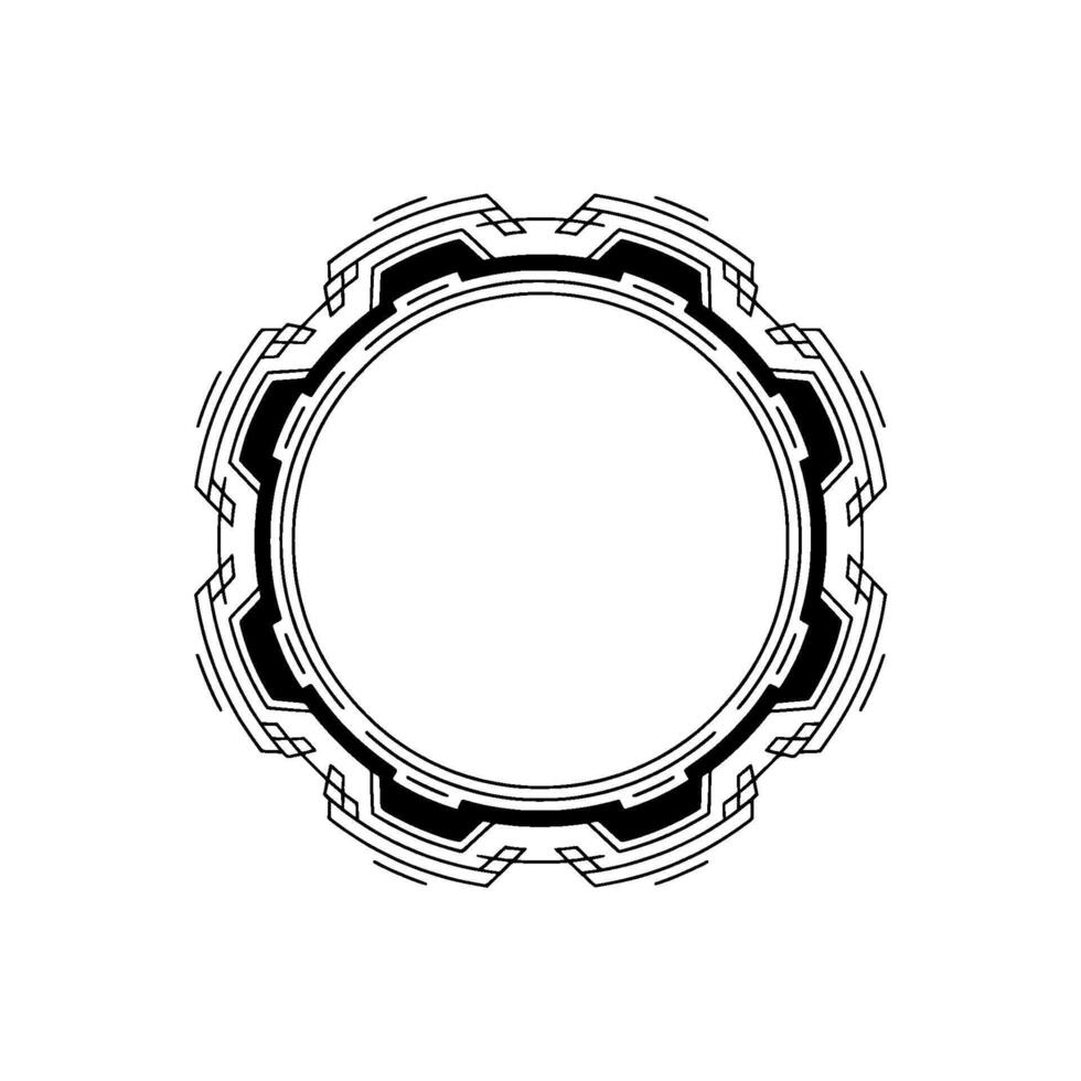 Tech Circle Frame in Black and White on Gradient Background vector