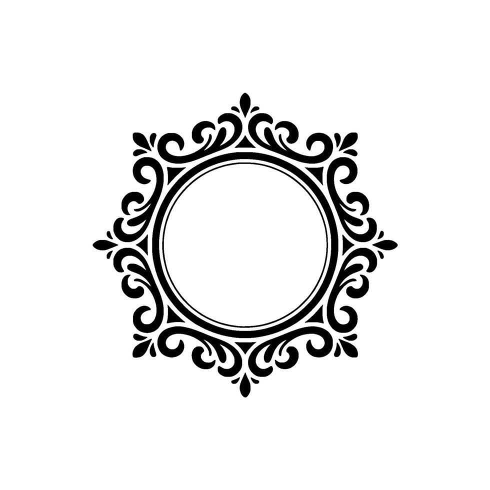 Elegant Black White Decorative Frame, Circle Ornament vector