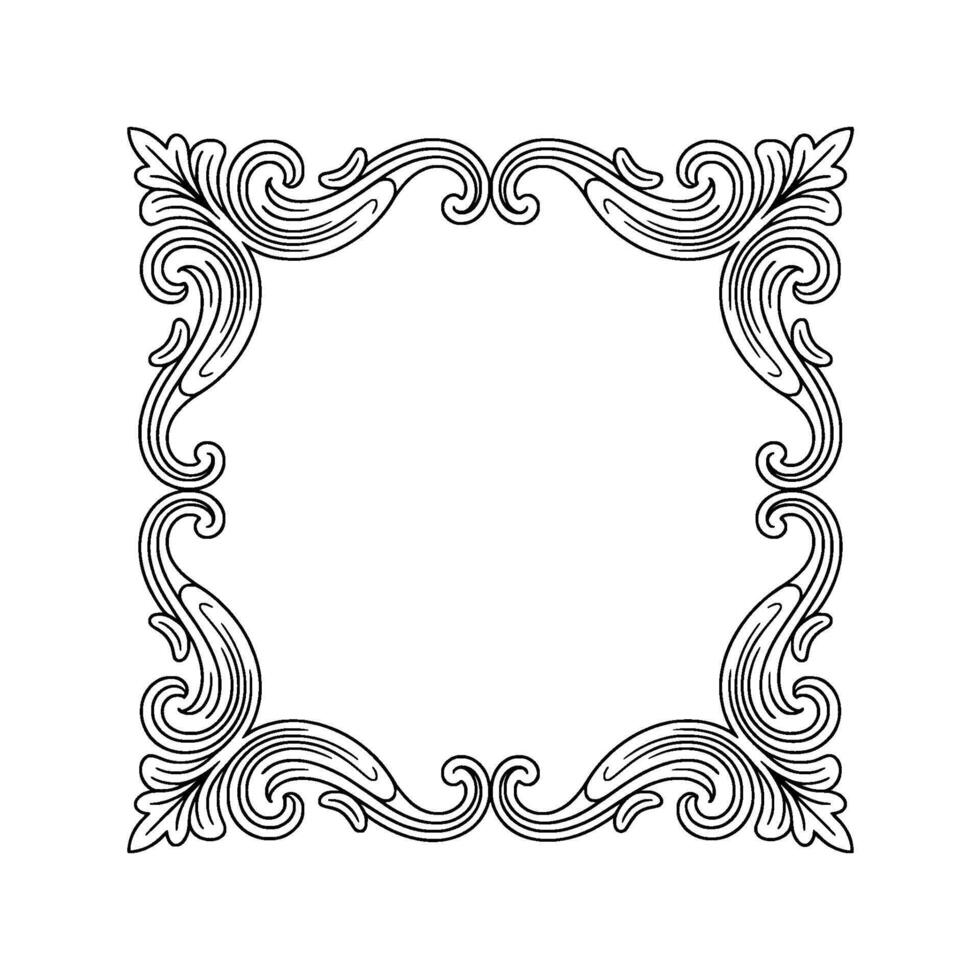 Elegant Victorian Frame Outline Illustration, Blank Space vector
