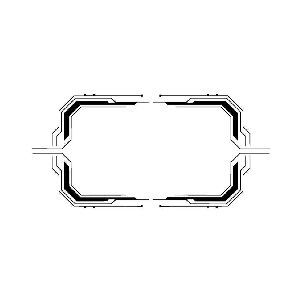 Tech Frame Futuristic Interface Element, Black on Gray vector