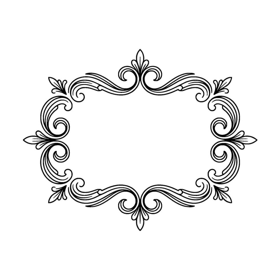 Elegant Black and White Flourish Frame Decorative Border Element vector