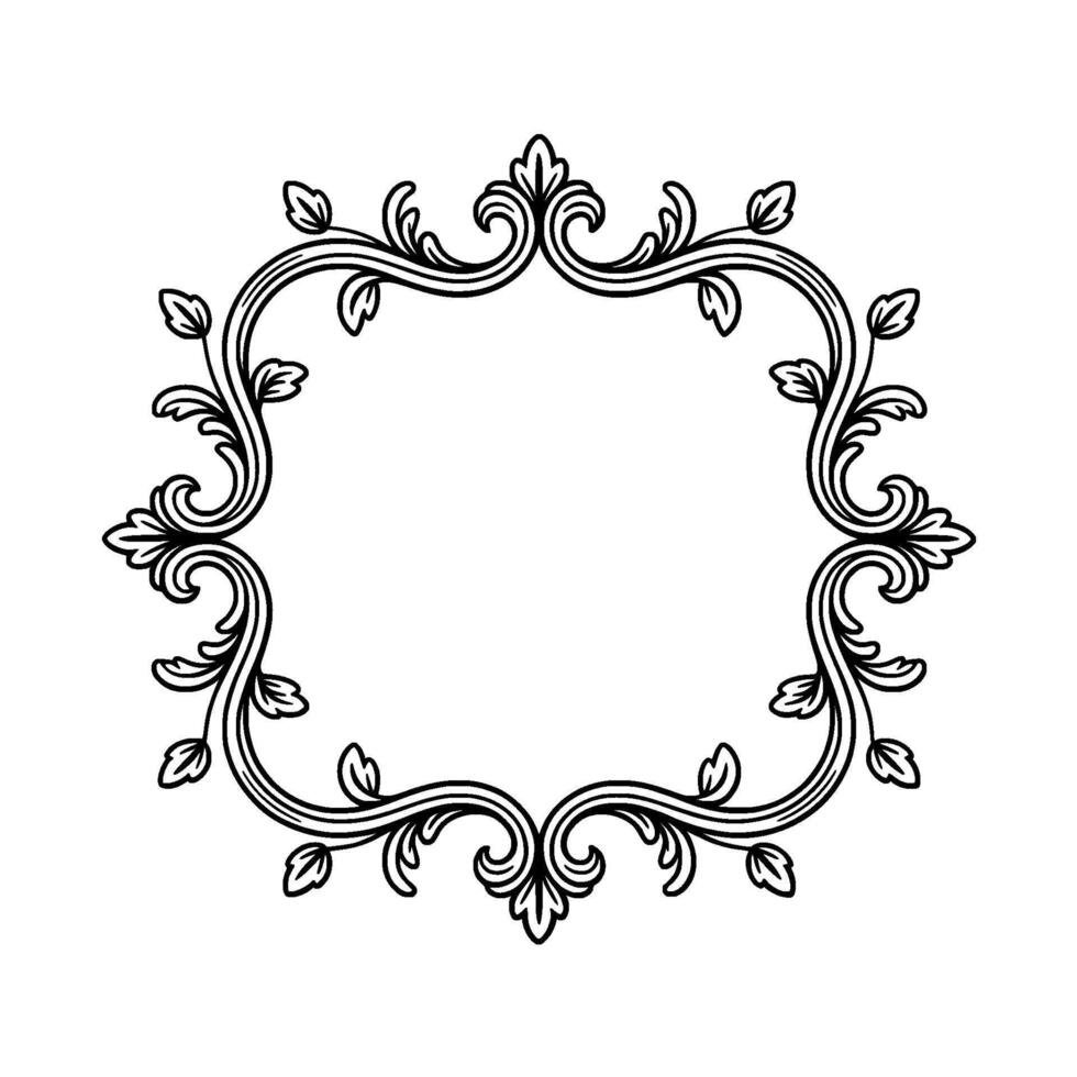 Elegant Floral Frame on White Background, Decorative Border Element vector