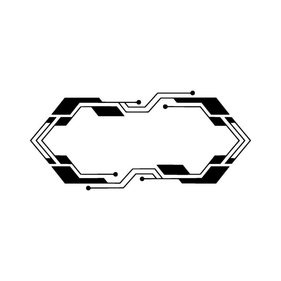 Futuristic Tech Frame Element, Black White, Minimalist vector