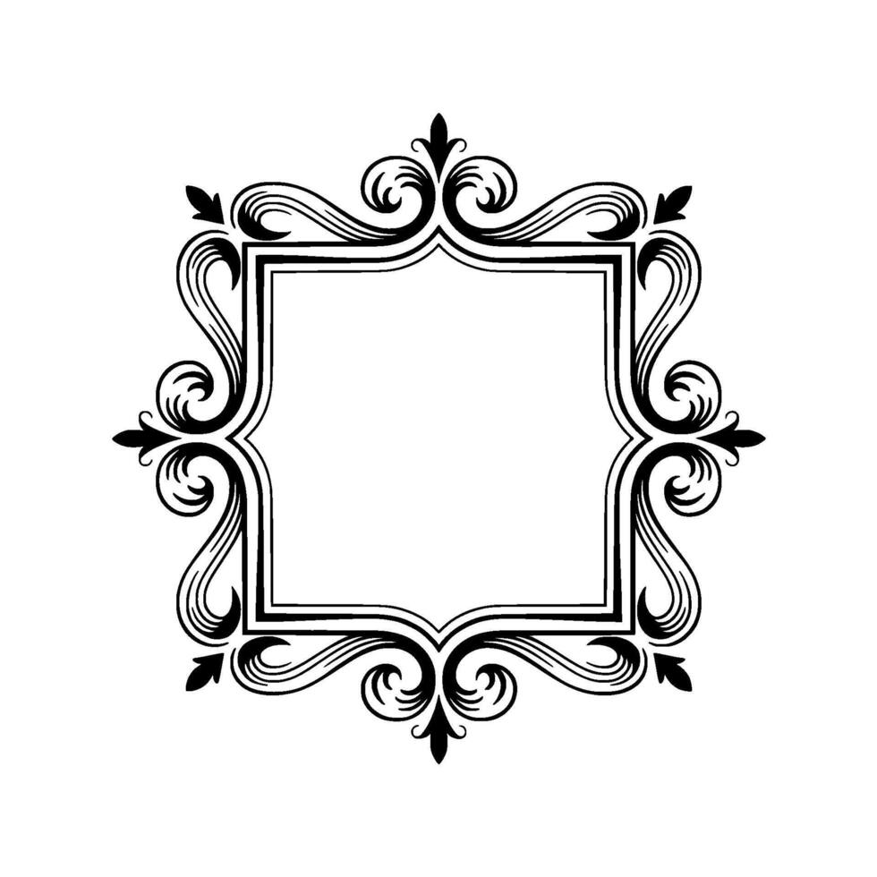 Elegant Black and White Decorative Frame With Flourishes vector