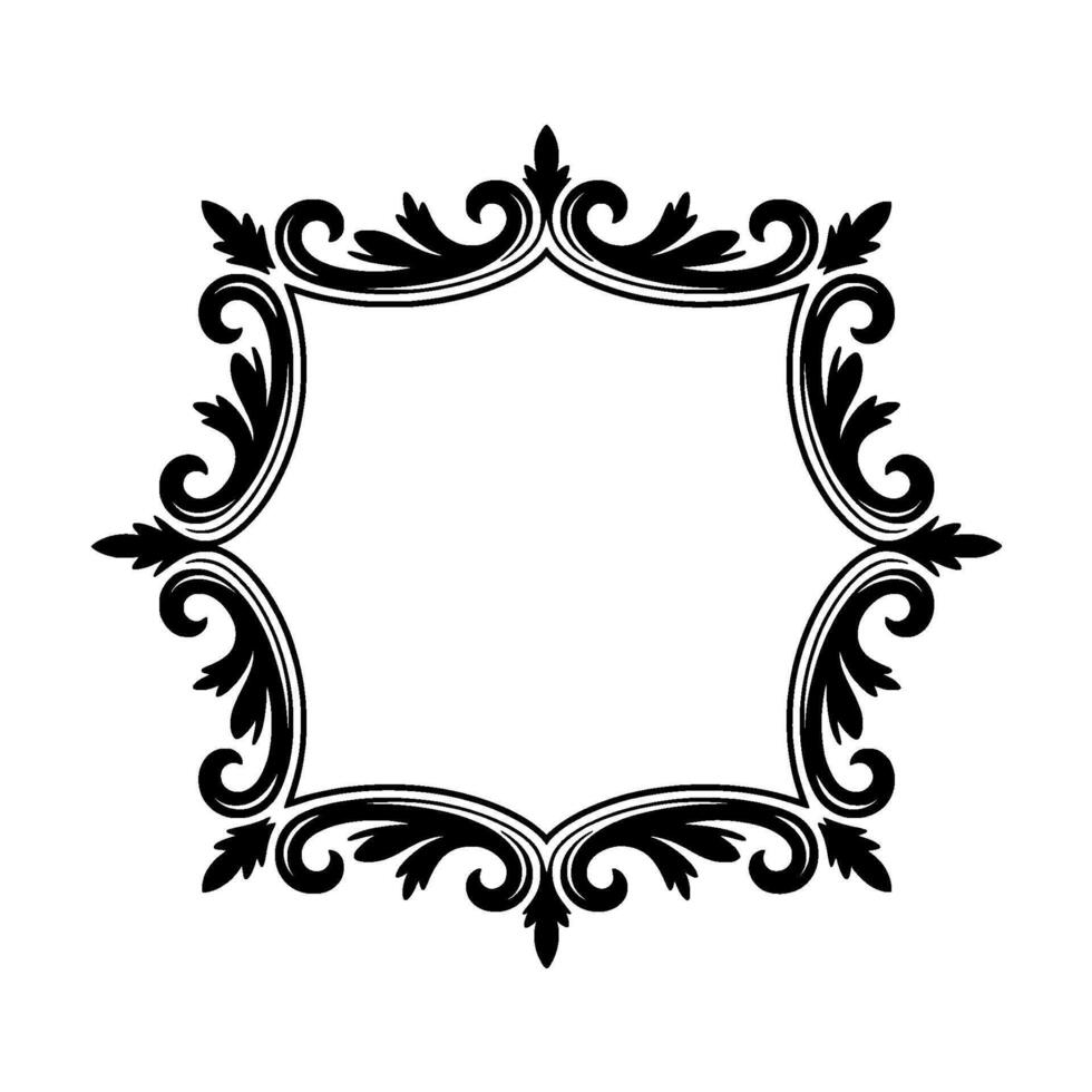 Elegant Black and White Ornamental Frame for Invitations Decor vector