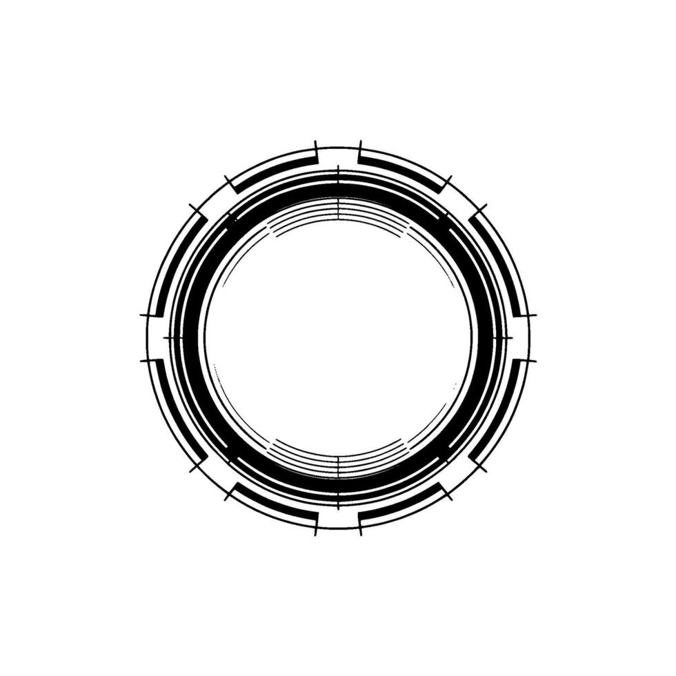 Futuristic Tech Interface Circle on White, Digital Hud Concept vector
