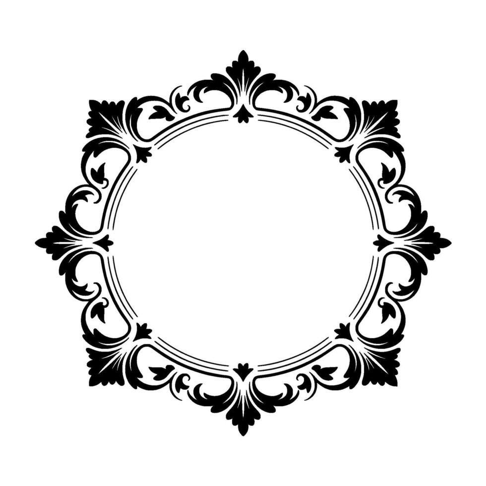 Elegant Black Ornamental Circular Frame on White Background vector