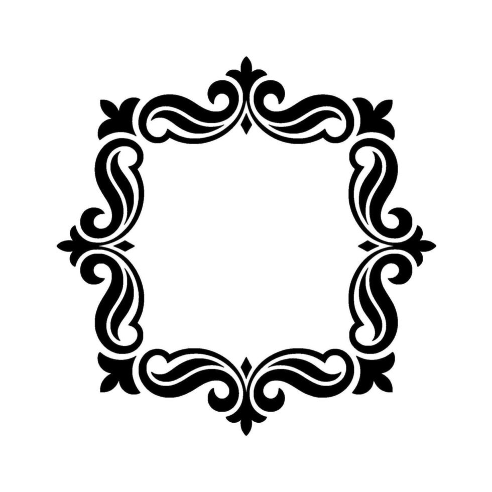 Elegant Black Ornamental Frame on White, Decorative Border, vector