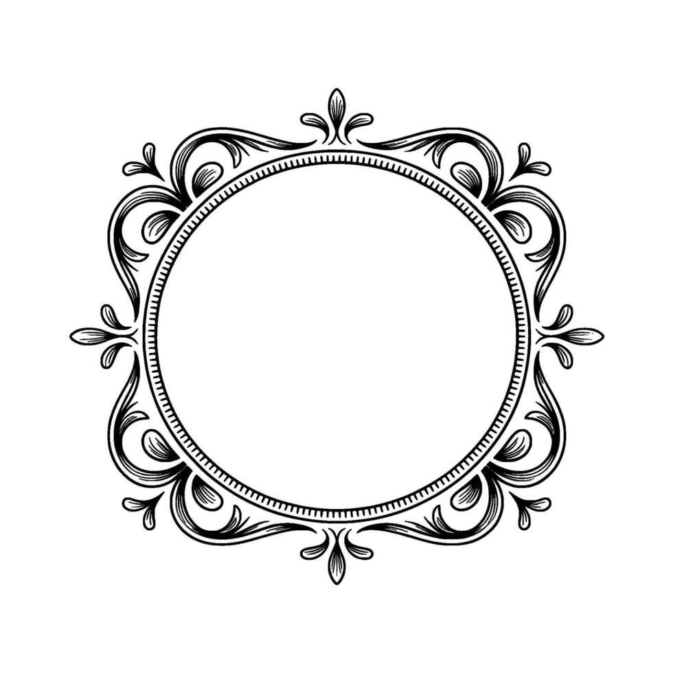 Elegant Vintage Frame With Floral Scrollwork, Isolated on White vector