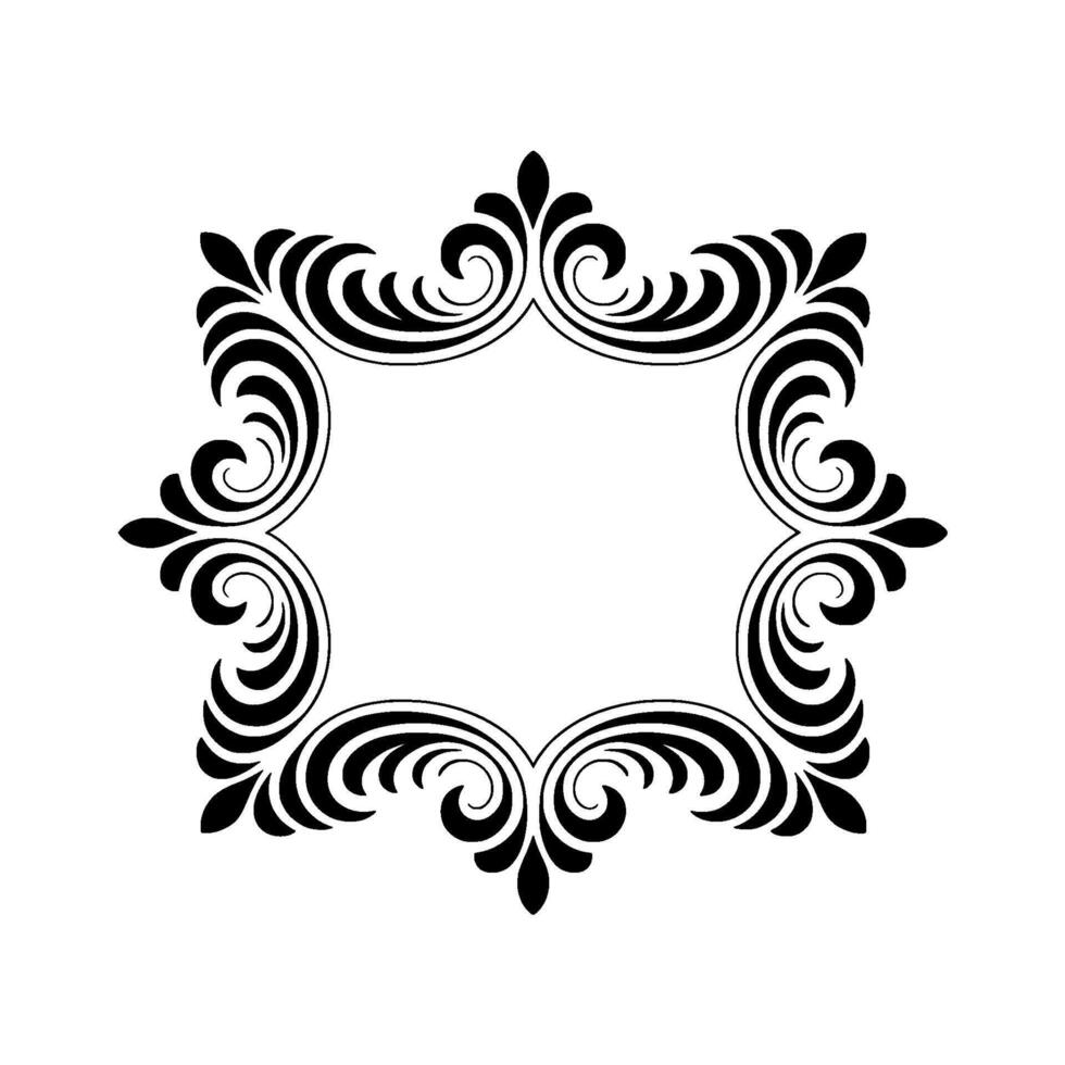 Elegant Black Scrollwork Frame on White, Decorative Border vector