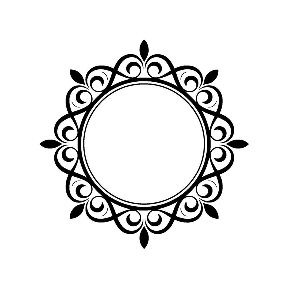 Elegant Black White Circular Ornamental Frame vector