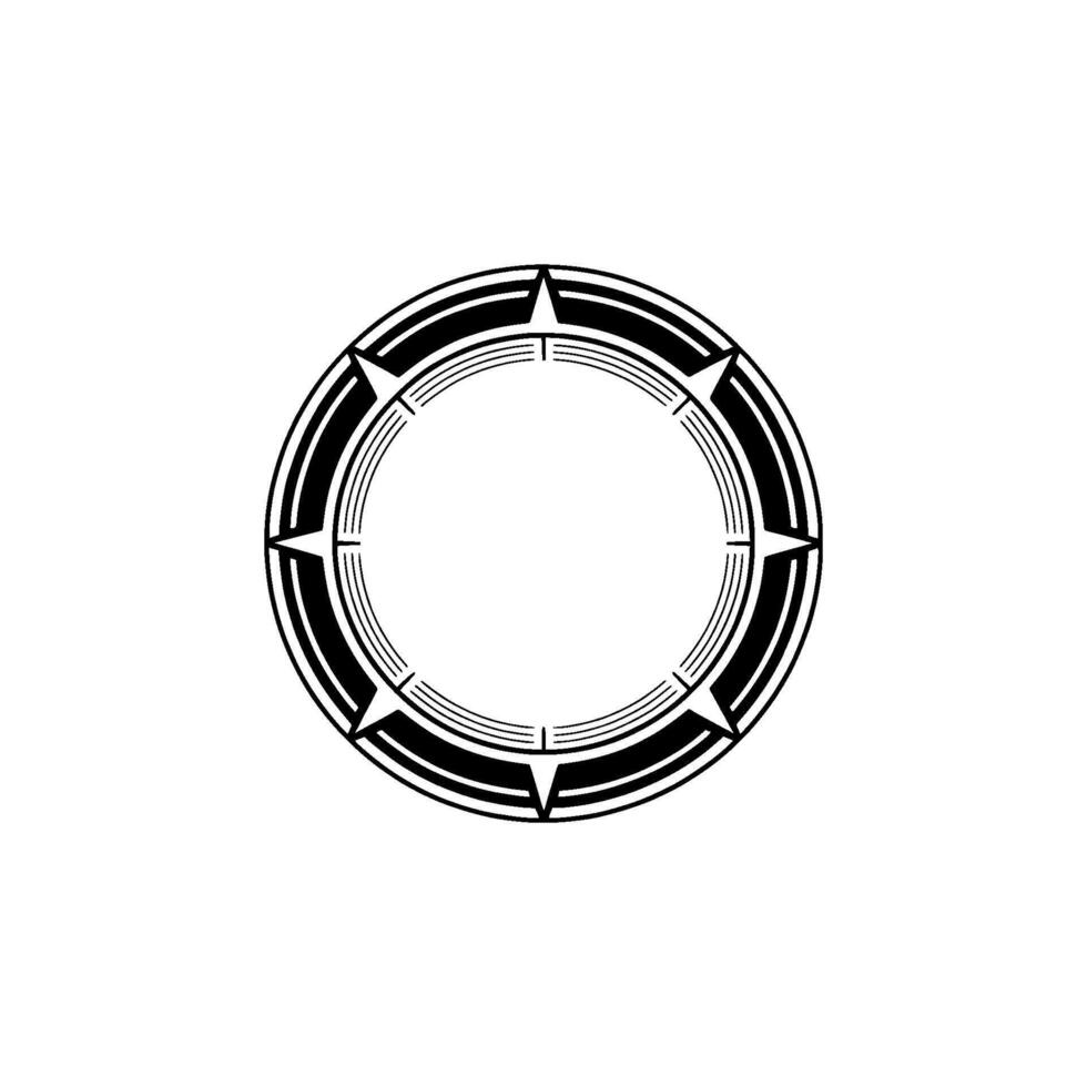 Minimalist Compass Rose Emblem on White Background vector