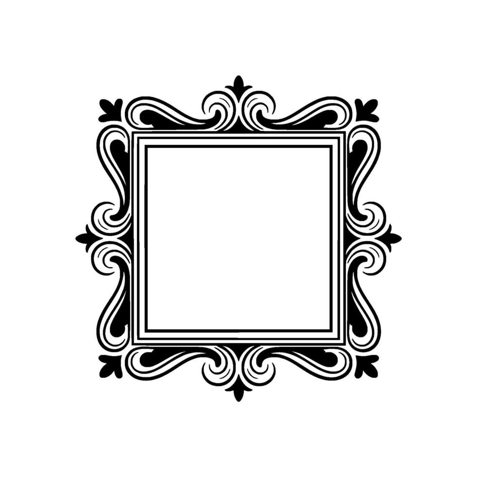 Ornate Black Frame With Decorative Swirls Isolated on White vector