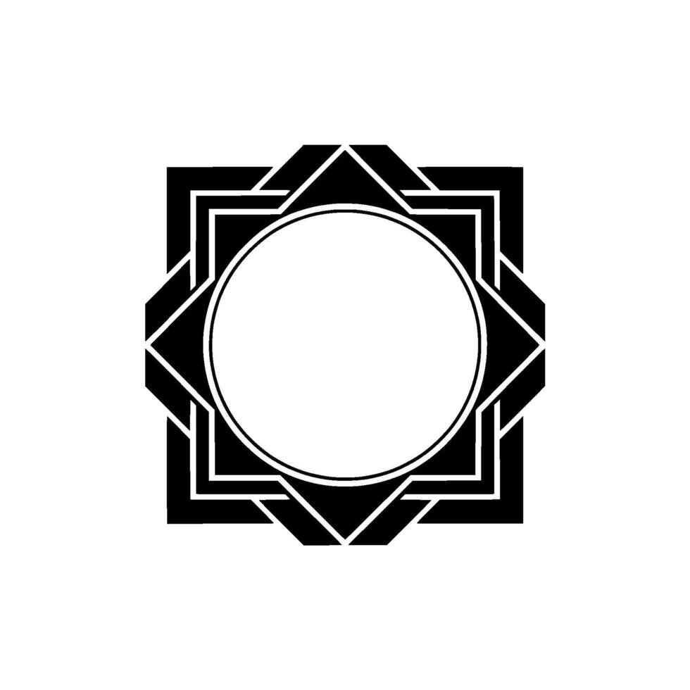 Geometric Black and White Circular Frame, Art Deco Element vector