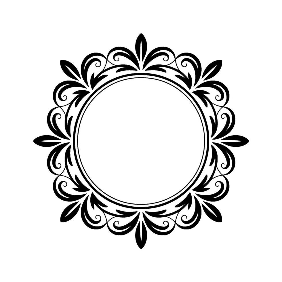 Elegant Black White Circular Frame, Decorative Element vector