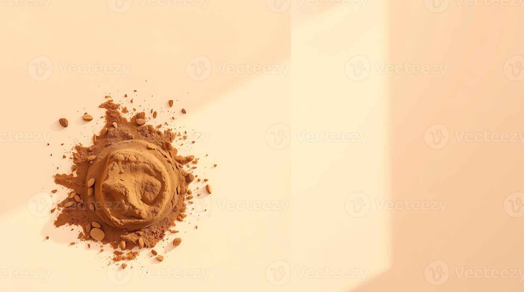 Almond Powder and Almonds on a Cream Background in Soft Light photo