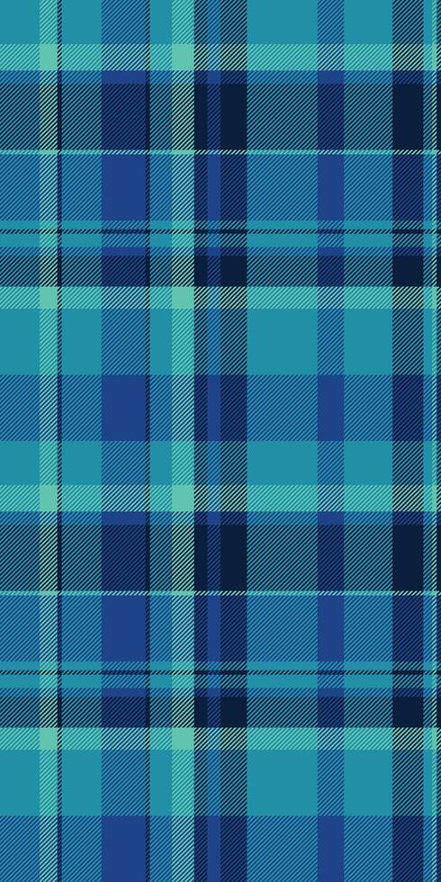 Iconic fabric texture plaid, short pattern textile tartan. Marriage check seamless background in cyan and blue colors. vector